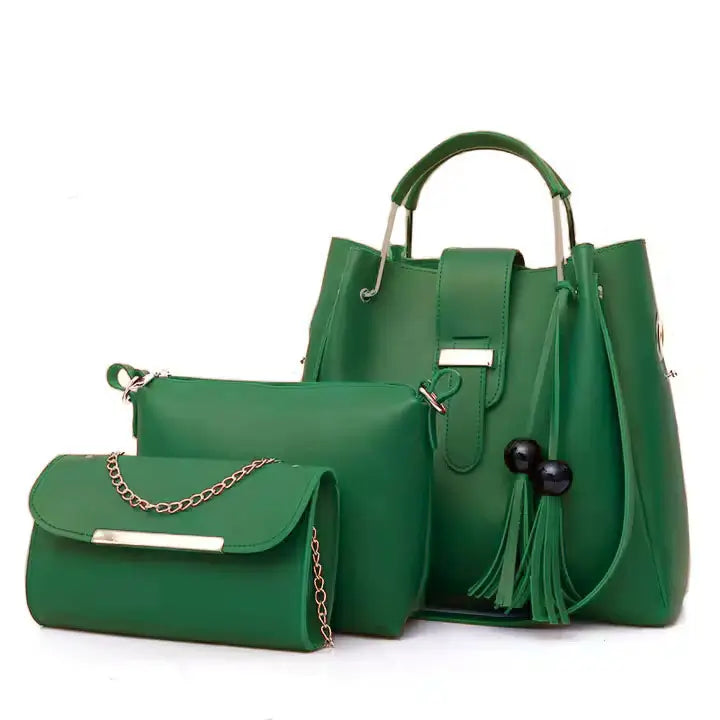 Alexa 3PCS Green – fashionable handbag and shoulder bag set for girls in Pakistan