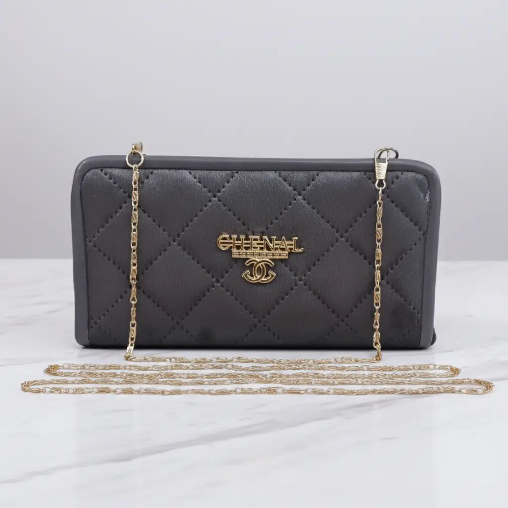 Velvet Vault Grey – sleek velvet clutch and mobile wallet for girls in Pakistan