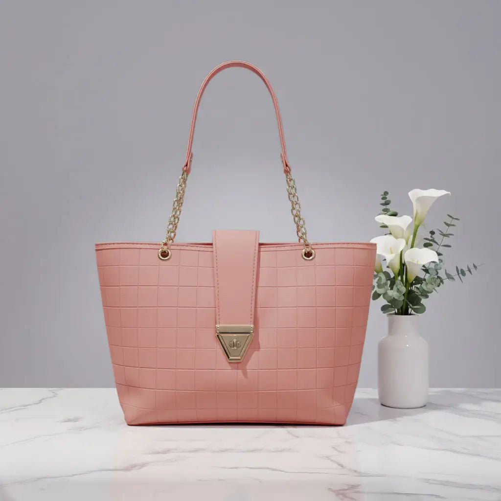 VersaTote Peach – elegant and spacious multi-compartment shoulder bag for women in Pakistan
