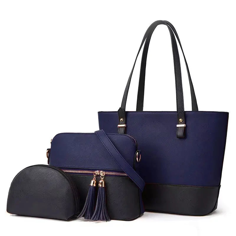 Bella 3PCS Blue Black tote and shoulder bag set for women in Pakistan