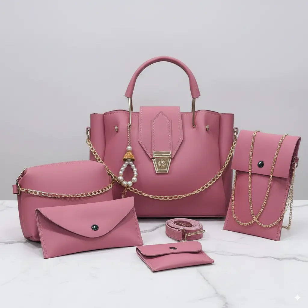 Blush 5PCS Pink – chic and stylish handbag and shoulder bag set for women in Pakistan
