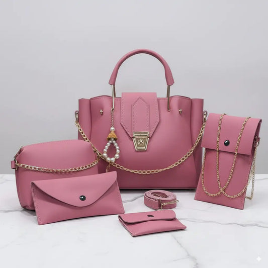 Blush 5PCS Pink – chic and stylish handbag and shoulder bag set for women in Pakistan