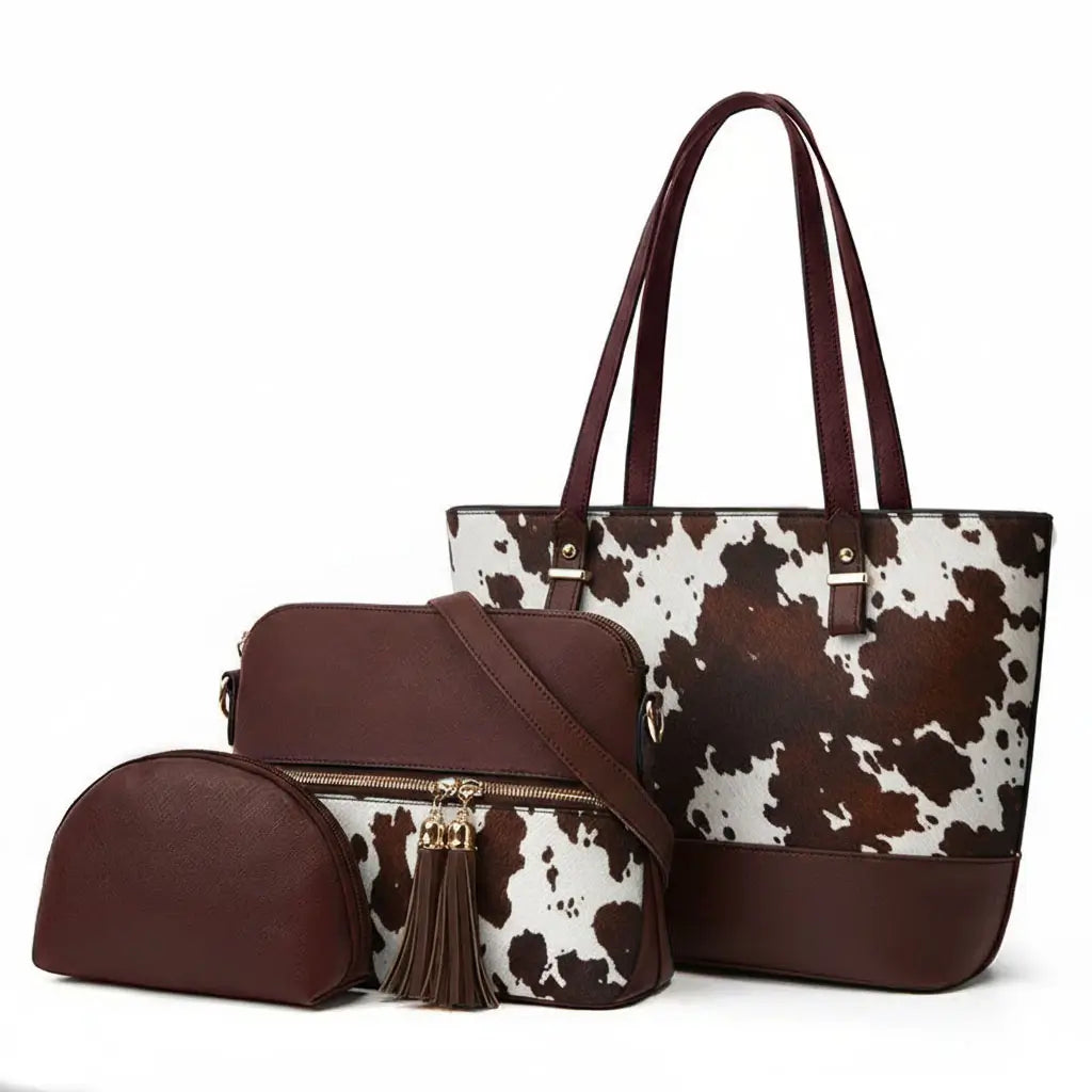 Urban Cow coffee white 3pcs handbag set for women in Pakistan