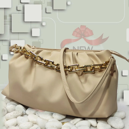 handbag set with gold chain handles fone color