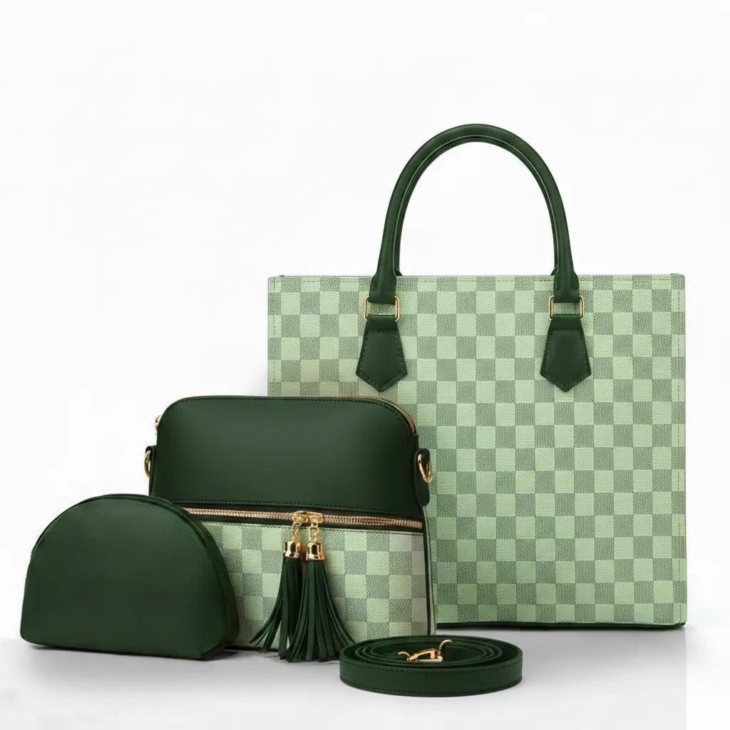 Velmora green 3pcs handbag set large stylish bags
