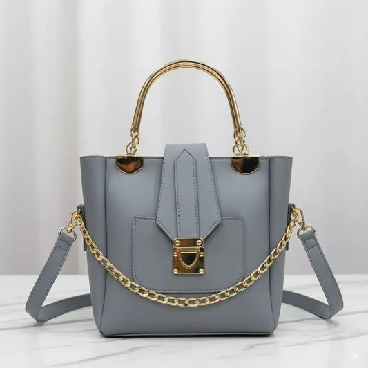 FinesseBag Grey – stylish and classy fancy handbag and shoulder bag with golden hardware for girls in Pakistan