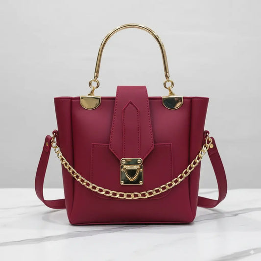FinesseBag Maroon – premium fancy handbag and shoulder bag with golden details for girls in Pakistan