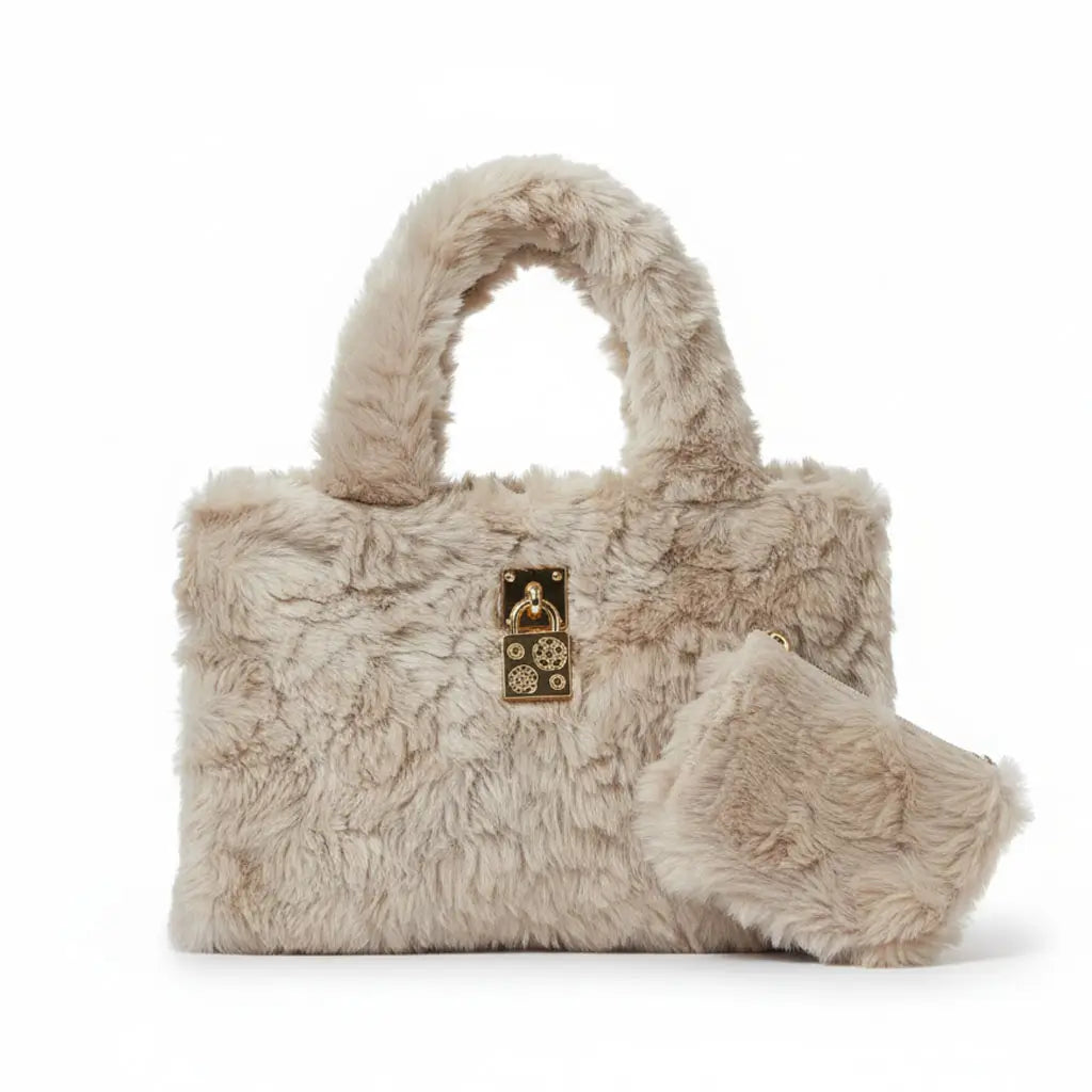 Furria 2PCS Fone – stylish faux fur pouch and handbag set for women in Pakistan
