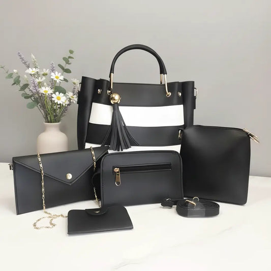 Fusion 5PCS Black – stylish and affordable handbag and shoulder bag set for women in Pakistan