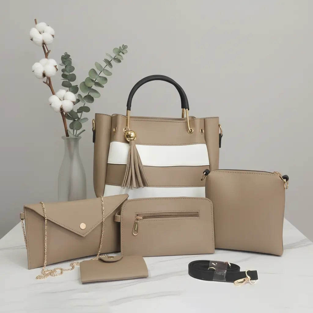 Fusion 5PCS Fone – fashionable and practical handbag and shoulder bag set for women in Pakistan