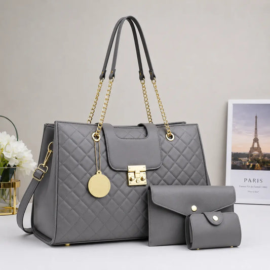Grace grey 3pcs handbag set for women in Pakistan