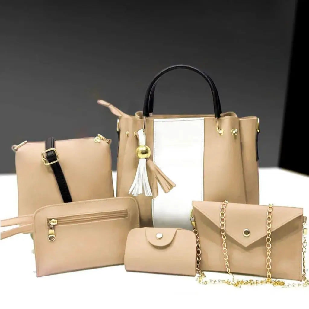 Jimmy 5PCS Fone White – stylish handbag and shoulder bag set for women in Pakistan