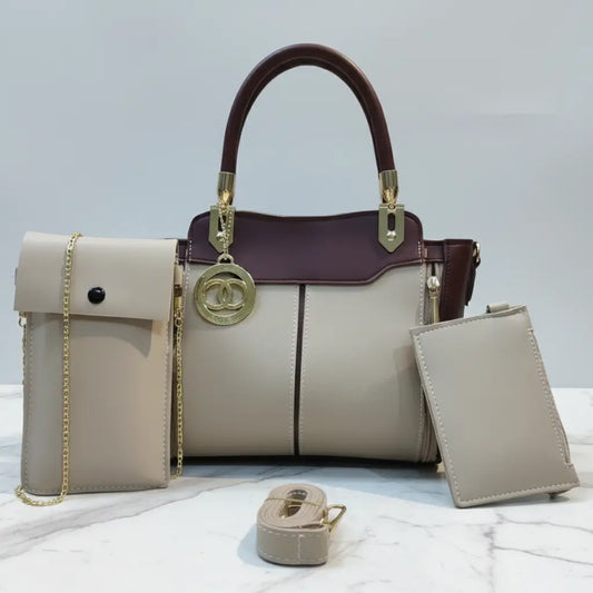 Liva 3PCS Fone Brown – trendy multi-compartment handbag and shoulder bag set for girls in Pakistan