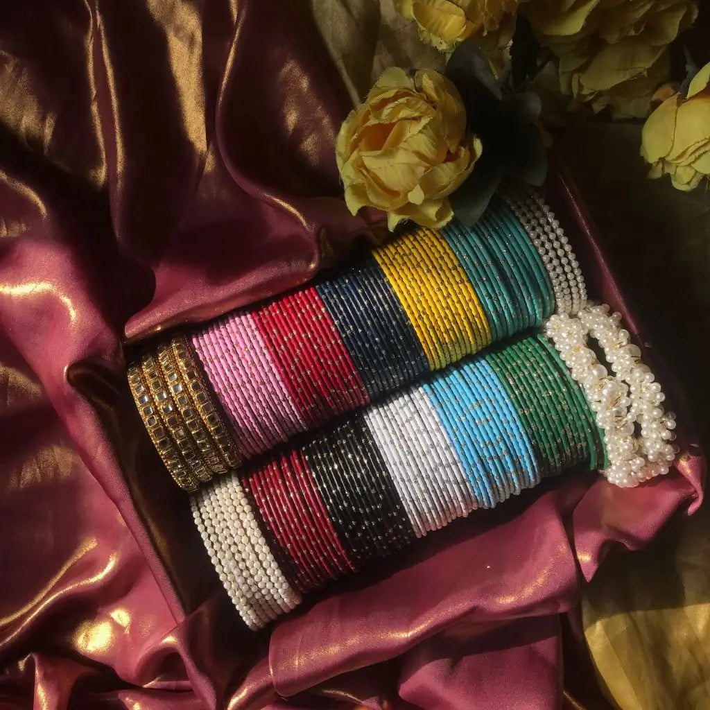 metal bridal bangles sets for girls in multiple colors Pakistan