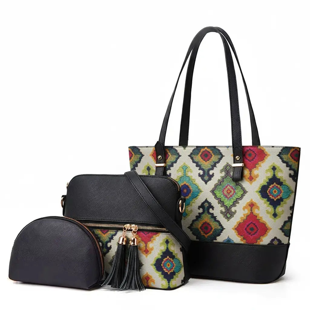 Bnova parrot green mosaic 3pcs handbag set for girls