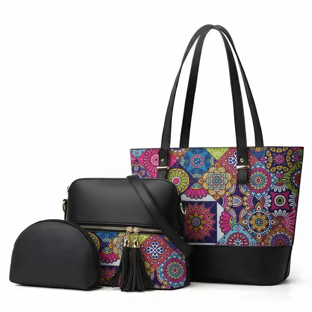 Bnova pink rang kaleido 3pcs handbag set for women