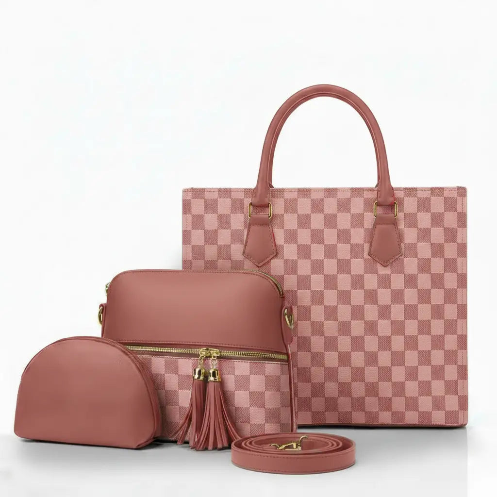 Velmora pink 3pcs handbag set for girls daily use