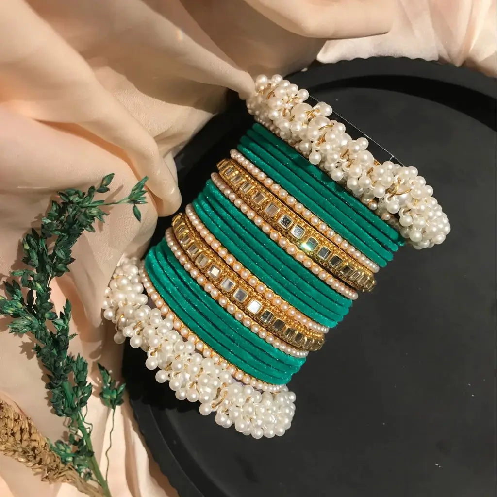 sea green velvet bangles set for girls in Pakistan