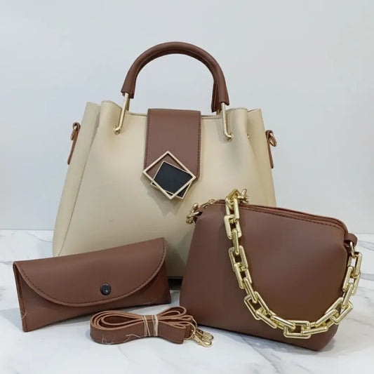 Trielle 3PCS Fone Brown – trendy handbag and shoulder bag set for girls in Pakistan