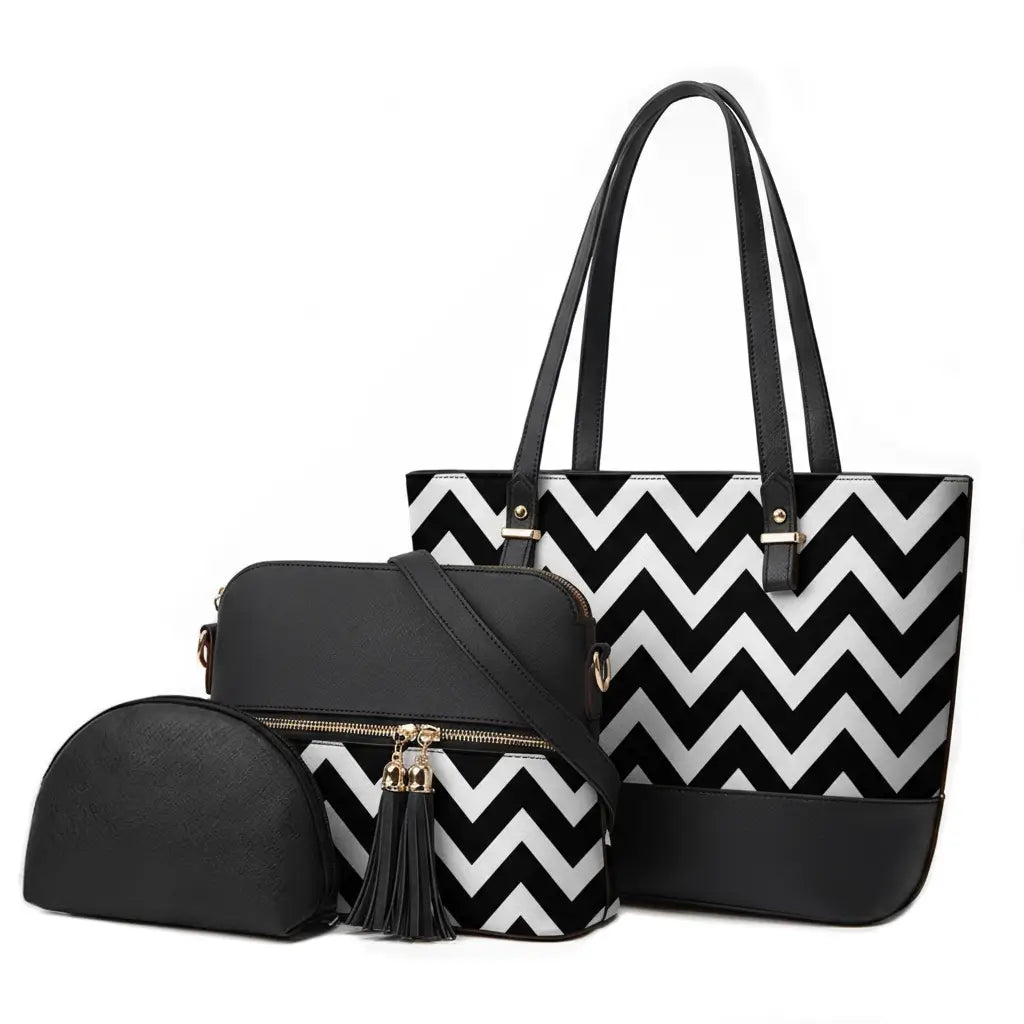 Bnova black nova 3pcs handbag set with shoulder strap