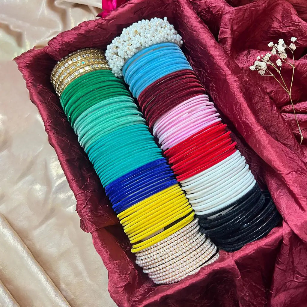 Velvet bridal bangles set for girls in Pakistan