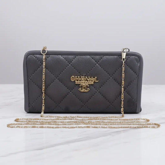 Velvet Vault Grey – sleek velvet clutch and mobile wallet for girls in Pakistan