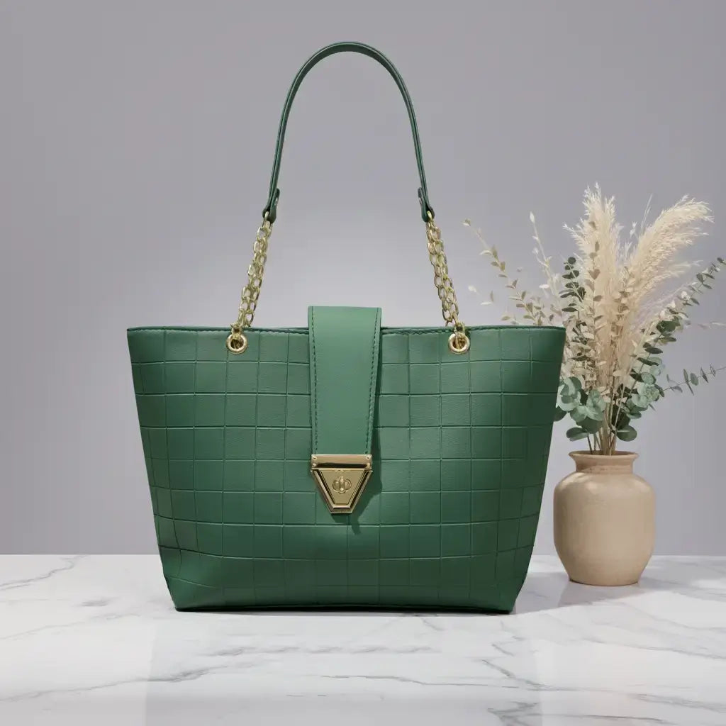 VersaTote Green – elegant multi-compartment shoulder bag for women in Pakistan