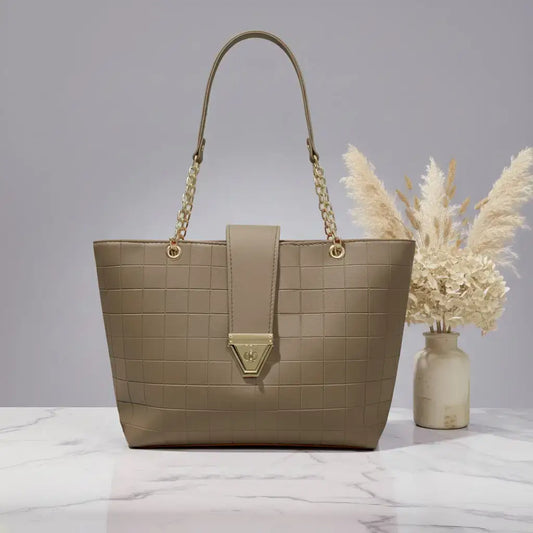 VersaTote Taupe – classy multi-compartment shoulder bag for women in Pakistan