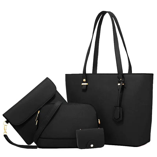 Zeen 4PCS women handbag set in Black – stylish and durable shoulder and tote bags in Pakistan