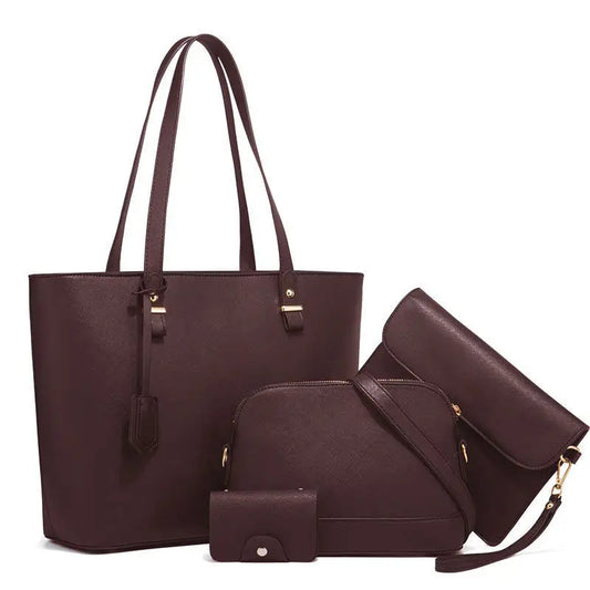 Zeen 4PCS women handbag set in Brown – stylish and durable shoulder and tote bags in Pakistan