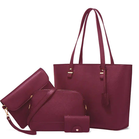 Zeen 4PCS women handbag set in Maroon – trendy and affordable shoulder and tote bags in Pakistan